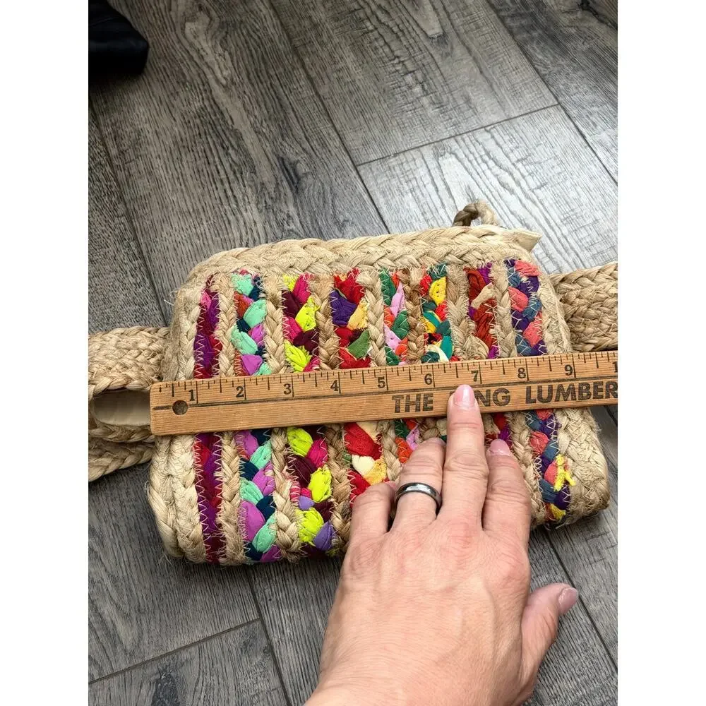 Shiraleah Mirabel Belt Bag Multi Natural Woven Jute Tassel Braided Stripes
